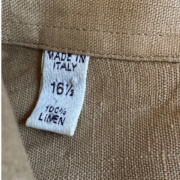 Ralph Lauren Purple Label Men's 100% Linen Long Sleeve Dress Shirt Size 16.5 XL - Picture 3 of 15